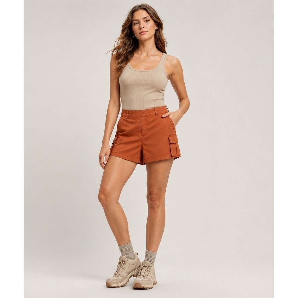 Mountain and Isles Athletic Shorts Womens Medium Orange Nylon Pockets Drawstring
